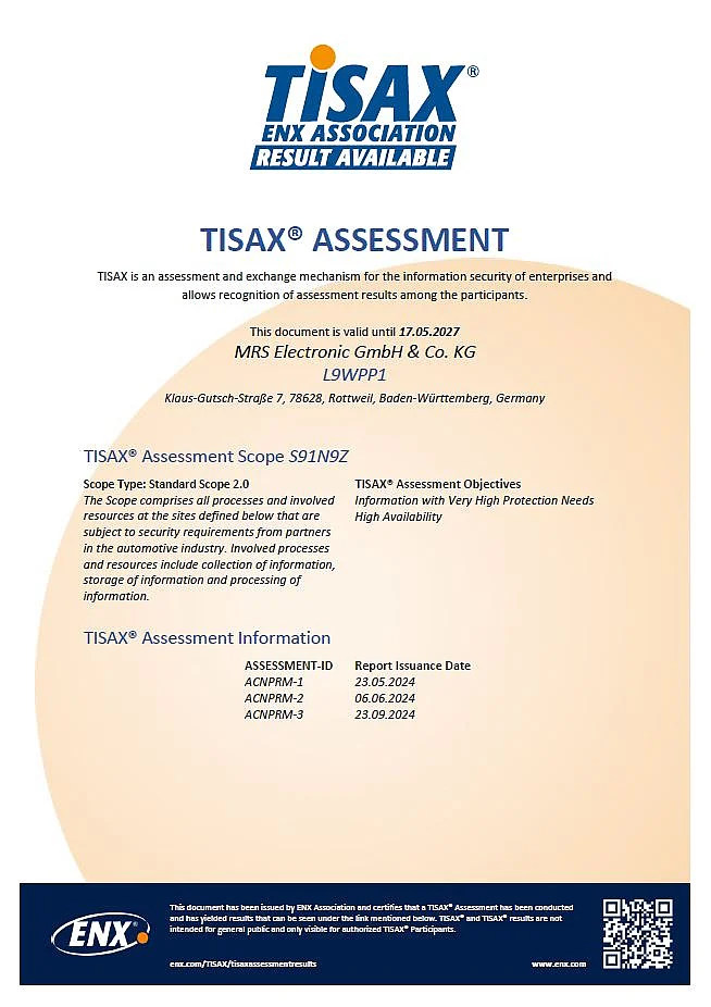TISAX® label MRS Electronic